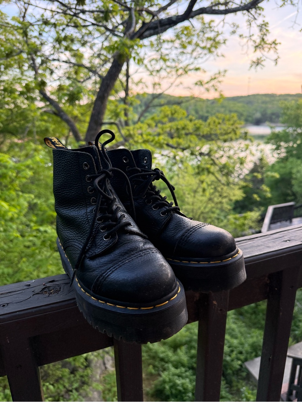 Black Leather dr marten platform boots
